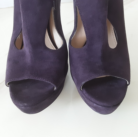 AUTHENTIC PRADA MILANO PURPLE SUEDE PLATFORM STILETTO SLIDES SZ 38.5 #PR… - Picture 8 of 13